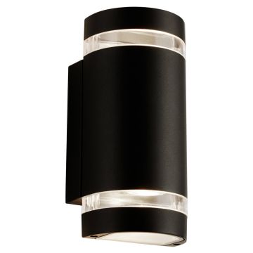 Image of Searchlight Outdoor 2 Wall Light Black Glass with Polycarb LPS1-5879