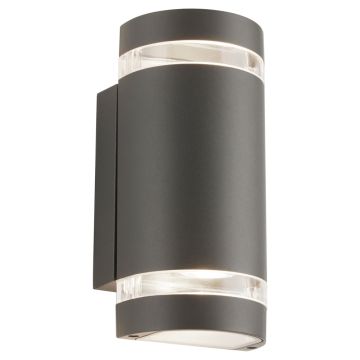 Image of Searchlight Outdoor 2 Wall Light Grey Glass with Polycarb LPS1-5670