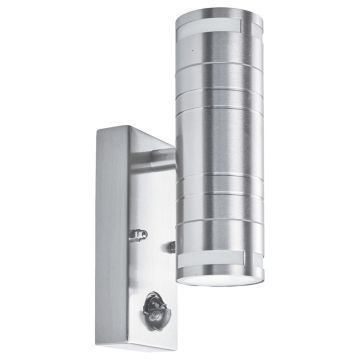 Image of Searchlight Outdoor PIR Up Down Wall Light Stainless Steel with Glass LPS1-5861