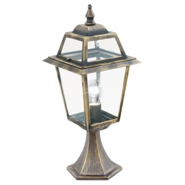 Image of Searchlight Outdoor Post Aluminium Black Gold with Glass IP44 LPS1-5444