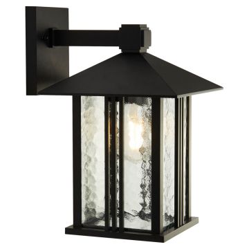 Image of Searchlight Outdoor Wall Light Black with Water Glass IP44 LPS1-5733
