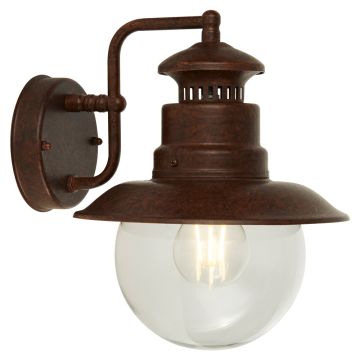 Image of Searchlight Outdoor Wall Light Rustic Brown with Glass LPS1-5695