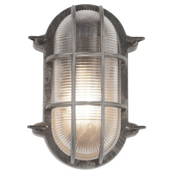 Image of Searchlight Oval Outdoor Wall/Ceiling Light Black Silver LPS1-5917