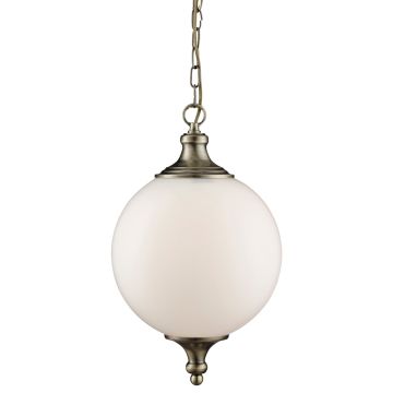 Image of Searchlight Pendant Antique Brass with Opal Glass LPS1-5895