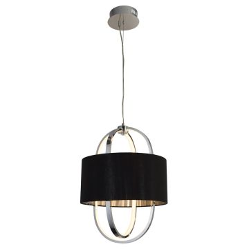 Image of Searchlight Pendant Chrome Glass with Black Fabric Shade LPS1-5376