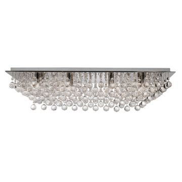 Image of Searchlight Rectangular Flush Ceiling Light Crystal and Chrome LPS1-5329