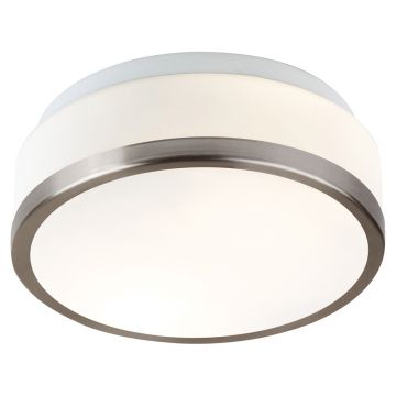 Image of Searchlight Round Flush Silver Light with White Glass 230mm LPS1-5163