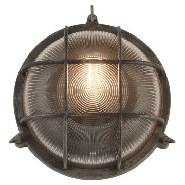 Image of Searchlight Round Outdoor Light Black Silver with Clear Glass LPS1-5146