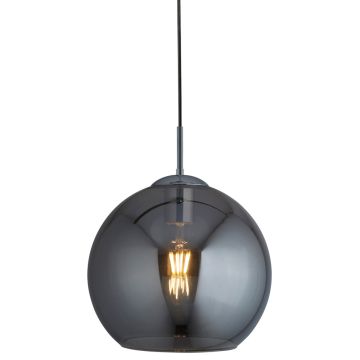 Image of Searchlight Round Smoked Glass Ceiling Pendant Chrome 250mm LPS1-5058