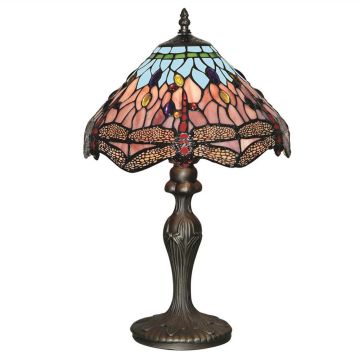 Image of Searchlight Table Lamp Antique Brass with Stained Glass LPS1-5219