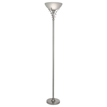 Image of Searchlight Uplighter Floor Lamp Satin Silver with Acid Glass LPS1-5364