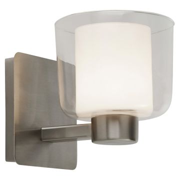 Image of Searchlight Wall Light Satin Nickel Clear with Opal Glass LPS1-5128