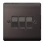 Avenue Contour 20A Switch 3 Gang 2 Way Black Nickel