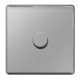 Avenue Screwless Brushed Steel 1 Gang Push Dimmer Switch