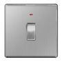 Avenue Screwless Brushed Steel 20A DP Switch Neon