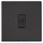 Avenue Screwless Slim 1 Gang Light Switch Matt Black