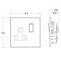 Avenue Screwless Slim 13A Single Socket 1 Gang Satin Steel Grey