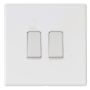 Avenue Screwless Slim 2 Gang Light Switch Matt White