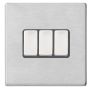 Avenue Screwless Slim 3 Gang Light Switch Satin Steel Grey