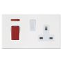 Avenue Screwless Slim 45A Cooker Switch with Socket Matt White