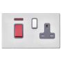 Avenue Screwless Slim 45A Cooker Switch with Socket Satin Steel Grey