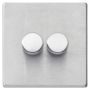 Avenue Screwless Slim Double 2 Gang LED Dimmer Switch 250W Satin Steel