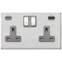 Avenue Screwless Slim USB C Double Socket Satin Steel Grey
