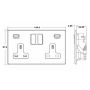 Avenue Screwless Slim USB Double Socket Satin Steel Grey