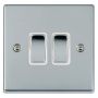 Avenue Slim 2 Gang Light Switch Polished Chrome White