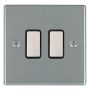 Avenue Slim 2 Gang Light Switch Satin Steel Black