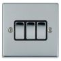 Avenue Slim 3 Gang Light Switch Polished Chrome Black