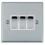 Avenue Slim 3 Gang Light Switch Polished Chrome White