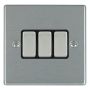 Avenue Slim 3 Gang Light Switch Satin Steel Black