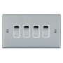 Avenue Slim 4 Gang Light Switch Polished Chrome White