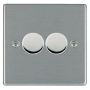 Avenue Slim Double 2 Gang LED Dimmer Switch 250W Satin Steel