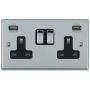 Avenue Slim USB Double Socket Polished Chrome Black