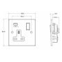 Avenue Slim USB Socket Single Satin Steel Black
