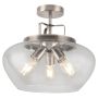 Lightplan 3 Semi Flush Silver with Clear Glass