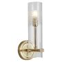 Lightplan Bathroom Wall Light Satin Brass with Clear Etched Glass