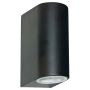 Lightplan Outdoor Up Down Wall Light Black with Frosted Glass