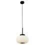 Lightplan Pendant Black with Opal Ribbed Glass