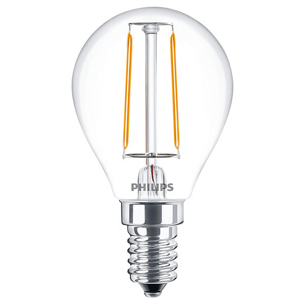 Image for Philips 2W LED E14 SES Filament Round Bulb Warm White 2700K