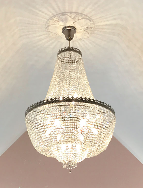 Close-up of Bespoke Crystal Chandelier Light