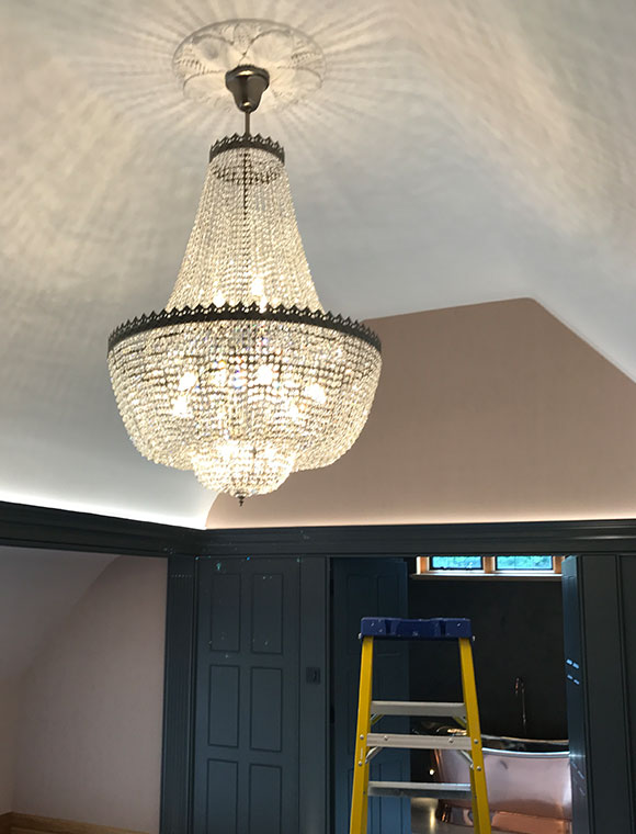 Installing Bespoke Crystal Chandelier Light